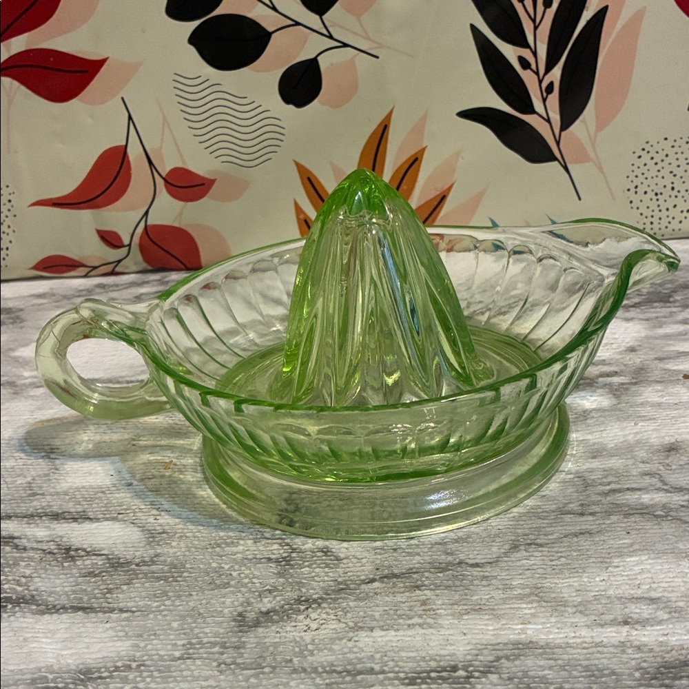 Beautiful vintage Uranium Glass Juicer